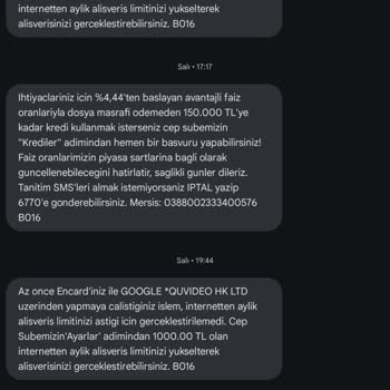 Enpara'dan Sürekli Gelen Mesajlar Ve Alışveriş Limiti Sorunu