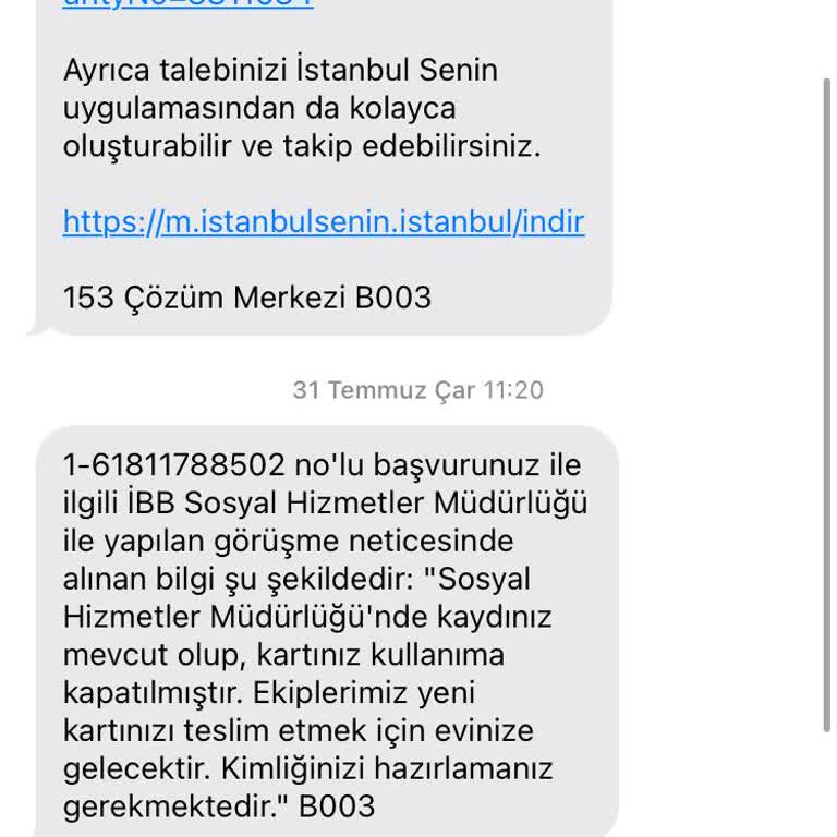 İBB - İstanbul Büyükşehir Belediyesi Sosyal Destek Kartı Elime Ulaşmadı.
