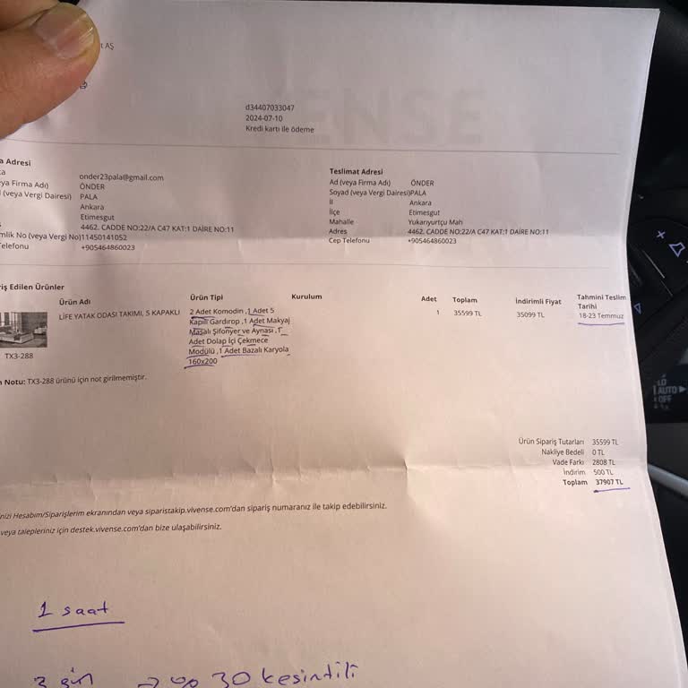 Vivense Yatak Odası Takımı Teslimat Sorunu