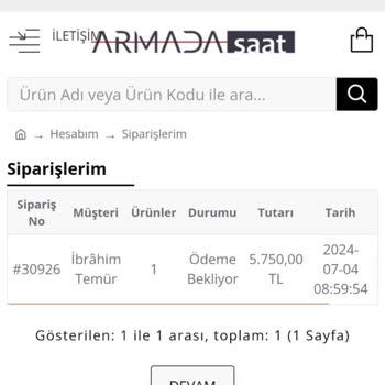 Armada Saat Erkek Kol Saati Orijinallik Şikayeti