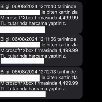 Microsoft*Xbox, Kredi Kartımdan Onayım Olmadan 18.901,02 TL Para Çekti