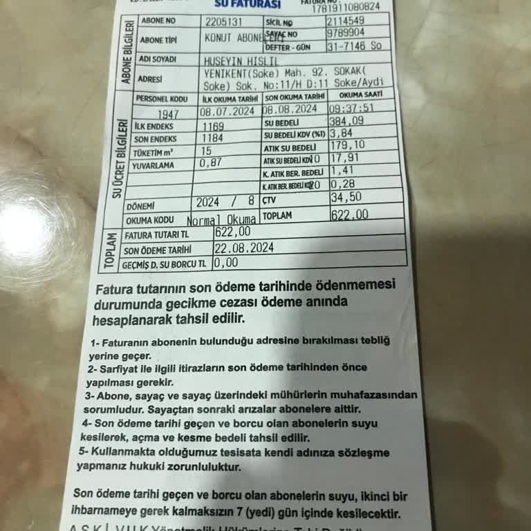 ASKİ Ankara Yüksek Su Faturası