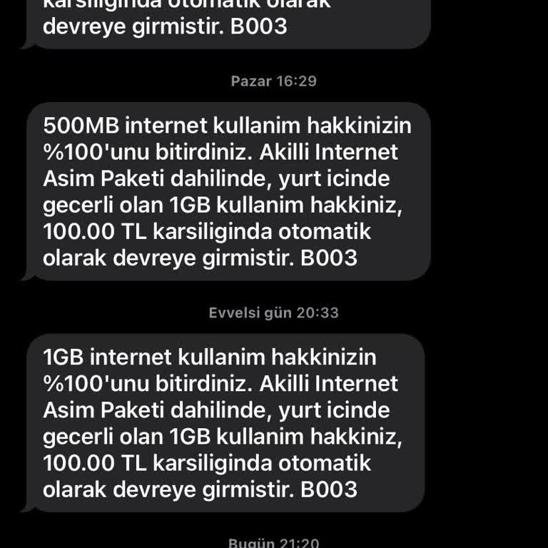 Vodafone Faturalı Paket Sorunu Ve Tarife Aşımı Şikayeti
