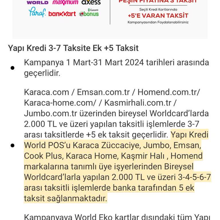 Karaca Züccaciye Karaca Taksit Yapmadı