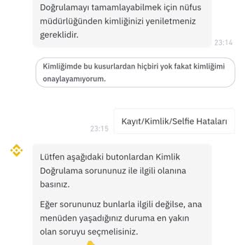 Binance Selfie Hatası Veriyor