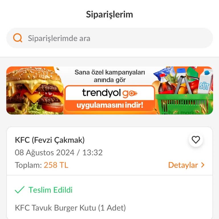 KFC Yemek Siparişi Pişmanlığı