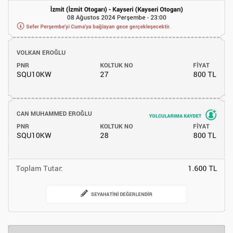Obilet Aynı Koltuğun Birden Fazla Kişiye Satılması