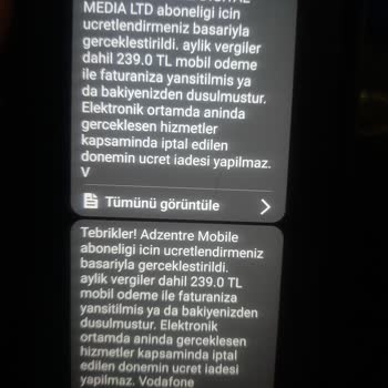 Vodafone Haberim Olmadan Kesilen Fatura Ücreti