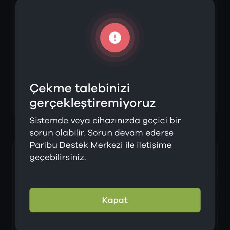 Paribu Çekme İşlemi Başarısız Hatası Veriyor