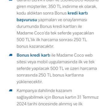 Garanti BBVA Madame Coco Promosyon Kodu Kampanyası