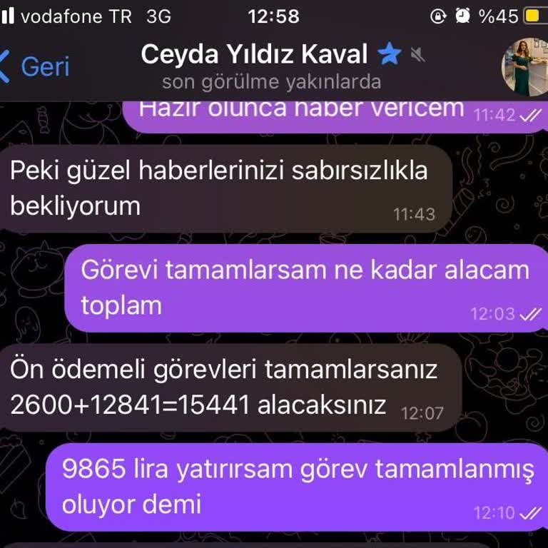 Telegram Paramın İadesi Talep Ediyorum