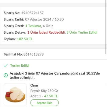Onur Market Bozuk Gönderilen Ürünü İade Almıyorlar