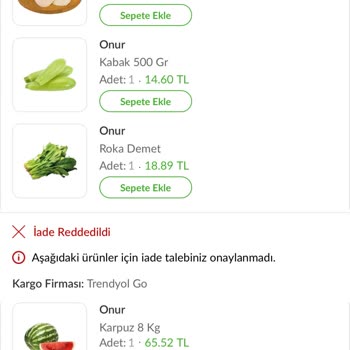Onur Market Bozuk Gönderilen Ürünü İade Almıyorlar