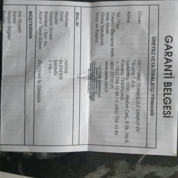 Awox El Blender Parça Kırılması Ve Temsilcisinin Müşteriyi Mağdur Etme