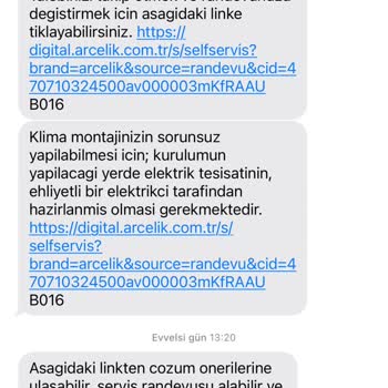 Arçelik Klima Montajında Sürekli Randevu İhlali Ve İletişim Eksikliği