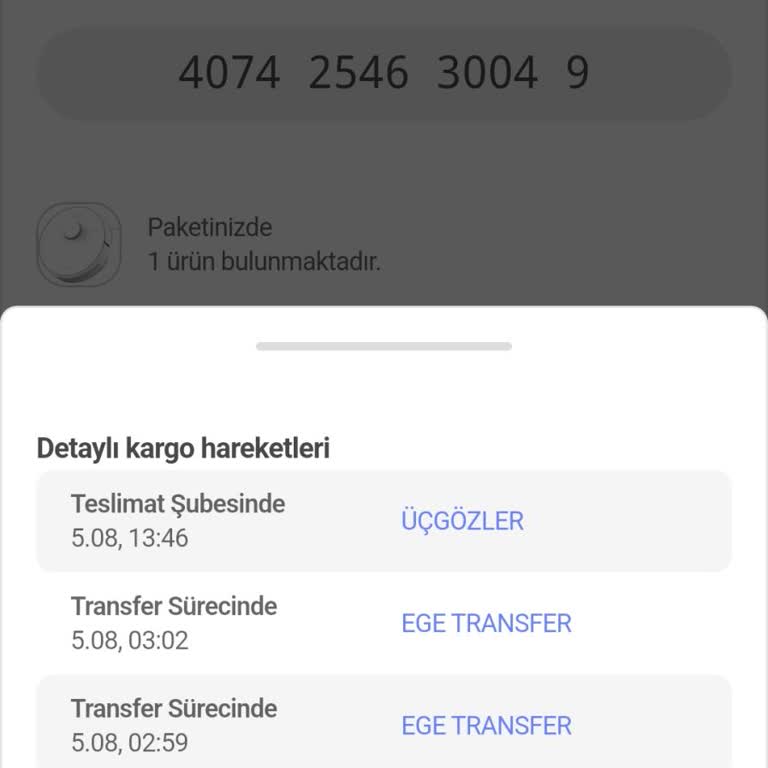 Aras Kargo Üçgözler Şubesi'nde Bekleyen İade Gönderisi