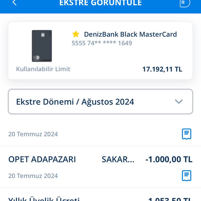 Denizbank Yıllık Üyelik Ücreti