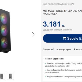 Vatan Bilgisayar MSI Mag Forge M100A D60 ARGB Fan Kasa