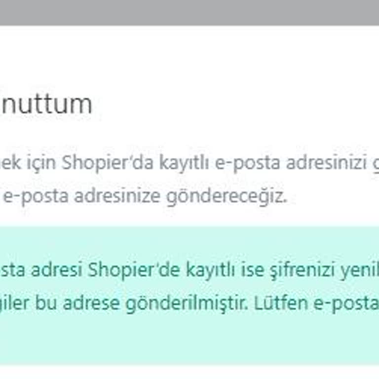 Shopier Şifre Sıfırlama Maili Gelmiyor
