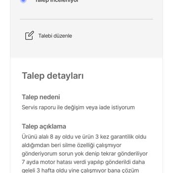 Hepsiburada Arızalı Ürün Tamiri Değişimi İadesi Yapılmıyor