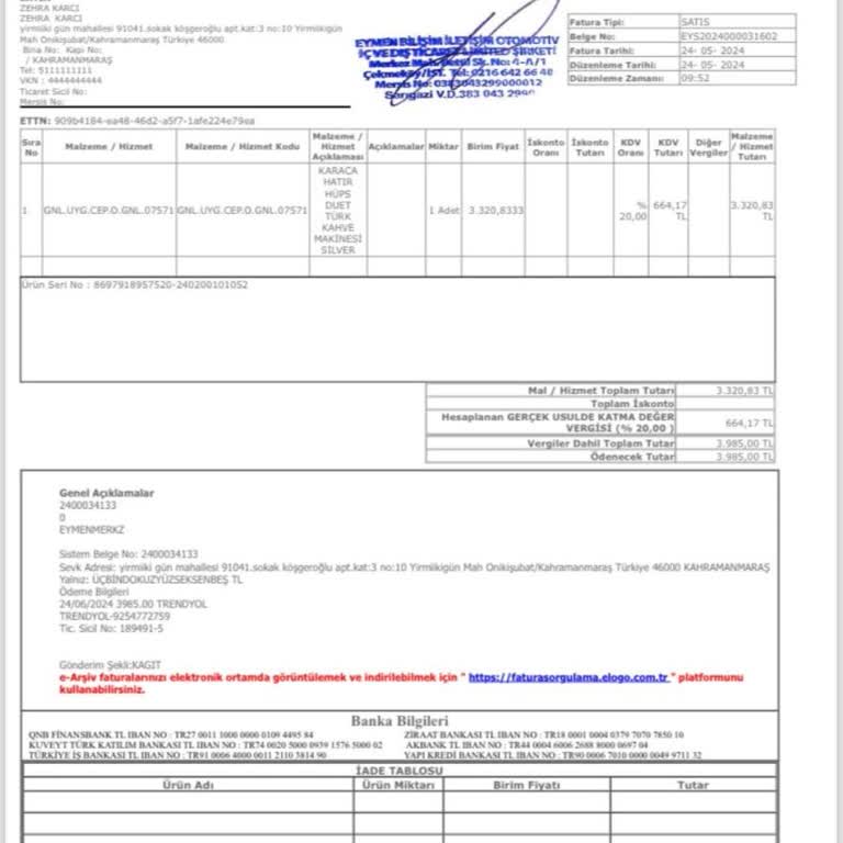 Karaca Züccaciye Bozuk Çıkan Kahve Makinesi