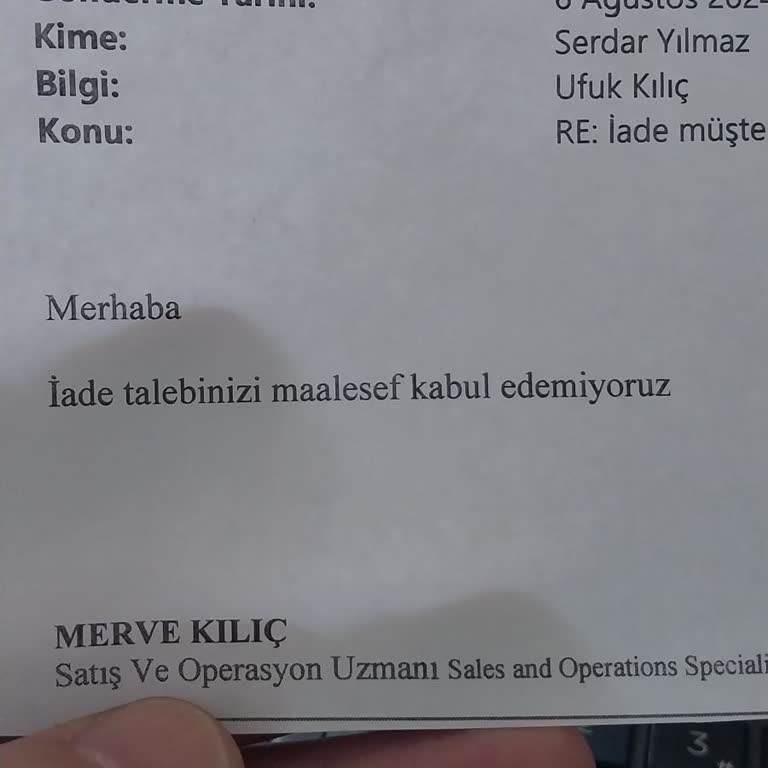 Özdilek AVM İzmir'den Yapılan Ürün İncelenmemiş