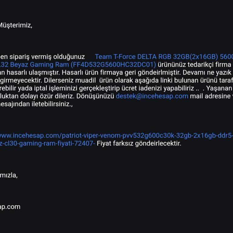 İncehesap.com Ürünü Kargolamıyor Farklı Ürün İle Değiştirmek İstiyor