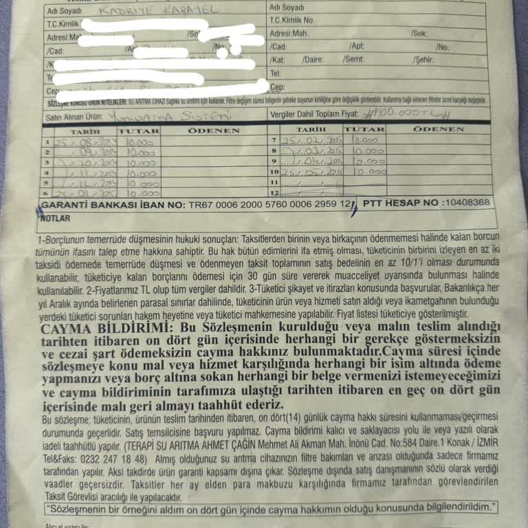 Terapi Su Arıtma Firması Yasal Cayma Sürecine Engel Oluyor.