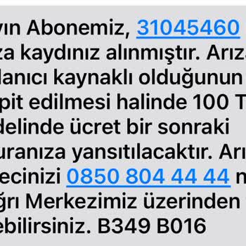 Kablo Net 100₺ Hizmet Bedelinin Ve Hatanın Aboneye Yüklenmesi