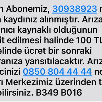 Kablo Net 100₺ Hizmet Bedelinin Ve Hatanın Aboneye Yüklenmesi