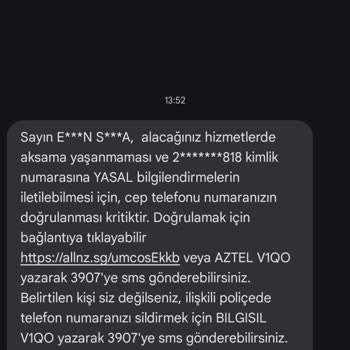 Allianz Sigorta Allianz Dan Gelen Mesaj