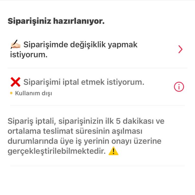 Yemeksepeti İptal Etme Sorunu Çözülmeli!