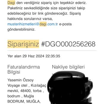 Dagi Online Sipariş İadesini Yapmıyor