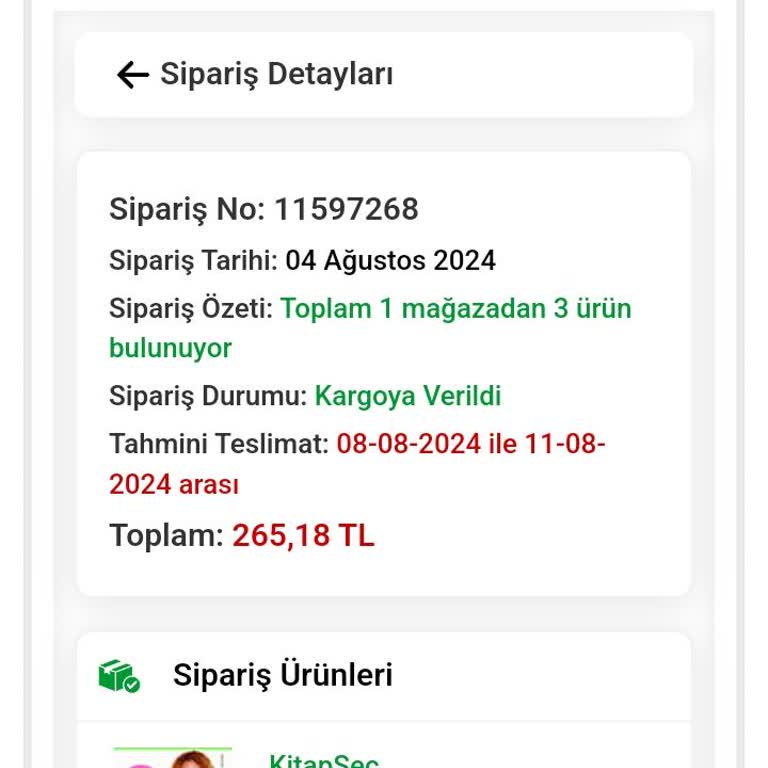 Kitap Seç Siparişim Eksik Gönderildi.