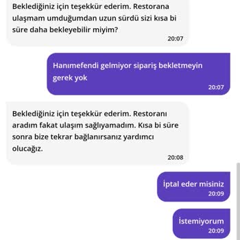 Getir Yemek Siparişi İptal Etmiyor.