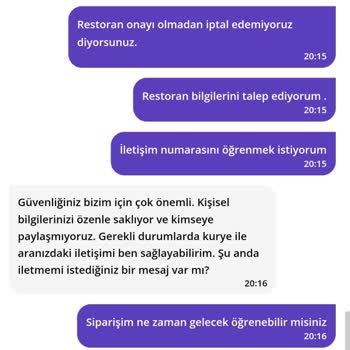 Getir Yemek Siparişi İptal Etmiyor.