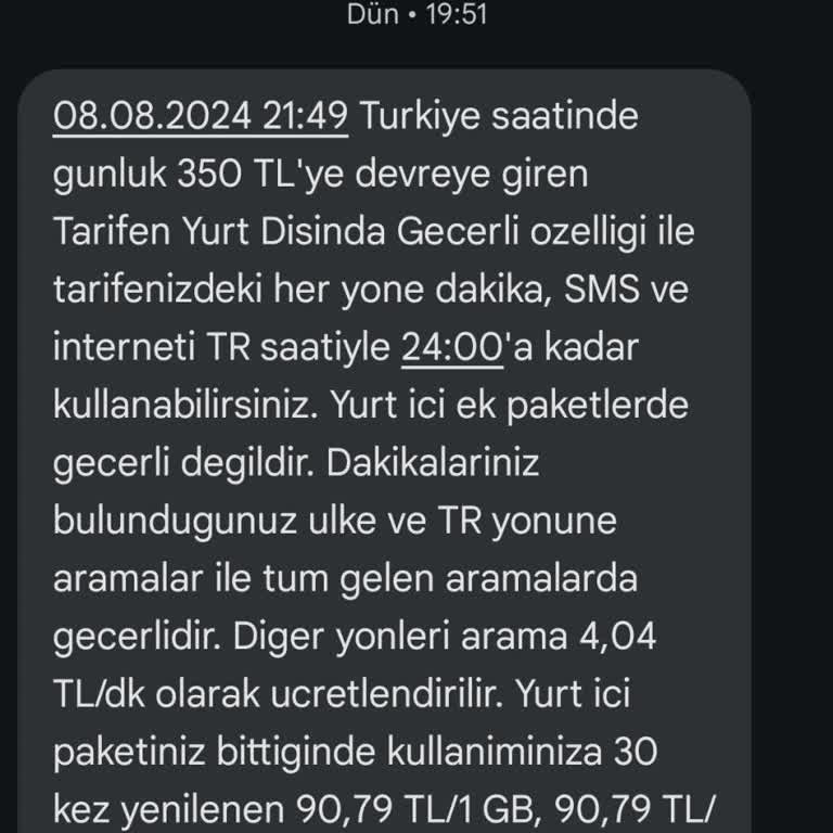 Turkcell Yurt Dışında Beklenmedik Ücretlendirme Sorunu