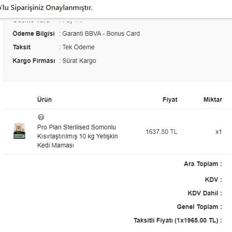 SecoVet Gönderilmeyen 10 Kg Pro Plan Kedi Maması