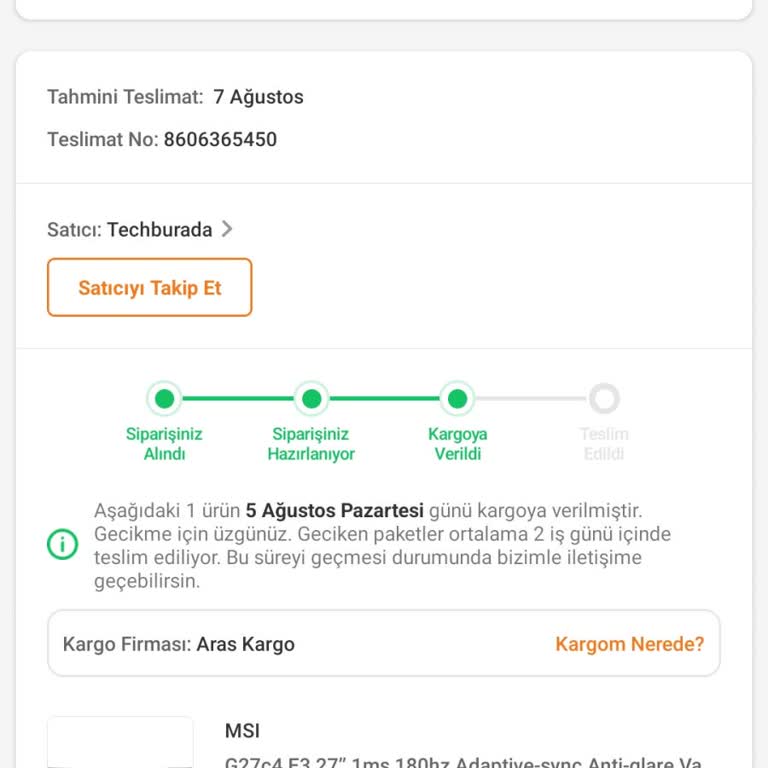 Trendyol Ve Aras Kargo İle Yaşadığım Monitör Teslimat Sorunu