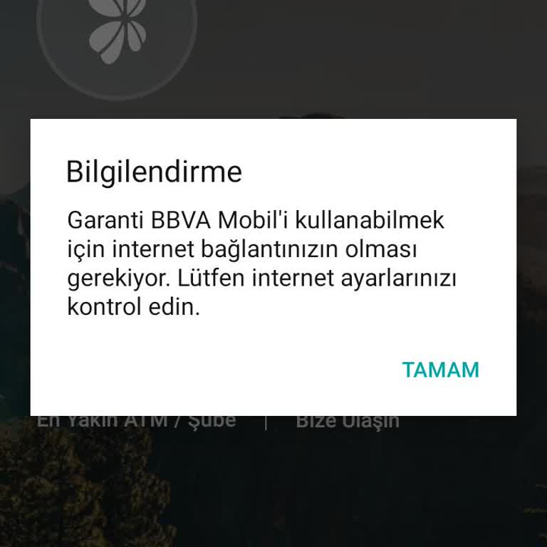 Garanti BBVA Garanti Mobilden Girememe