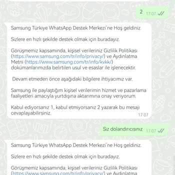 Samsung WhatsApp Müşteri Hizmetleri