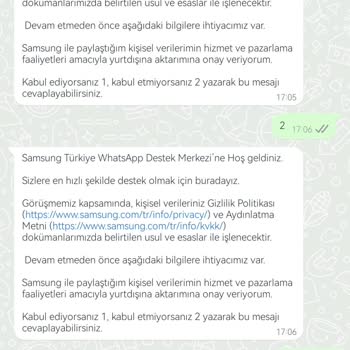 Samsung WhatsApp Müşteri Hizmetleri