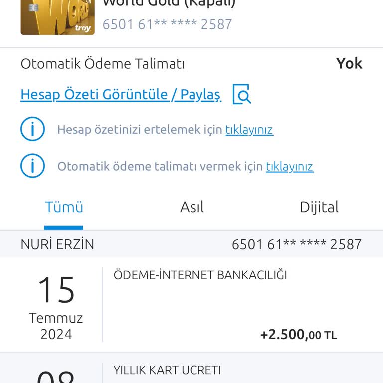 Yapı Kredi Kartı Yıllık Aidat