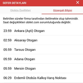Mersin Nur Turizm Varış Süresi Ve Aktarma