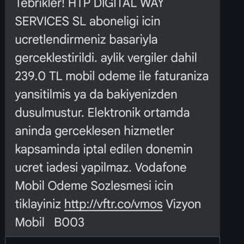 Vodafone İzinsiz Başlatılan Abonelik Ve Ücretlendirme Sorunu