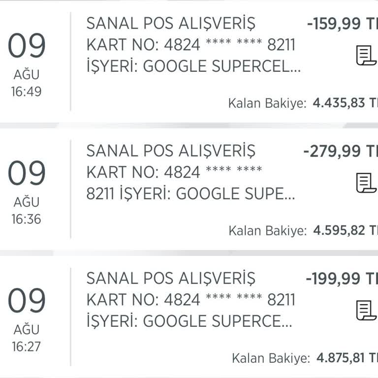 Supercell Bilgim Olmadan Kartımdan Para Kesilmiş