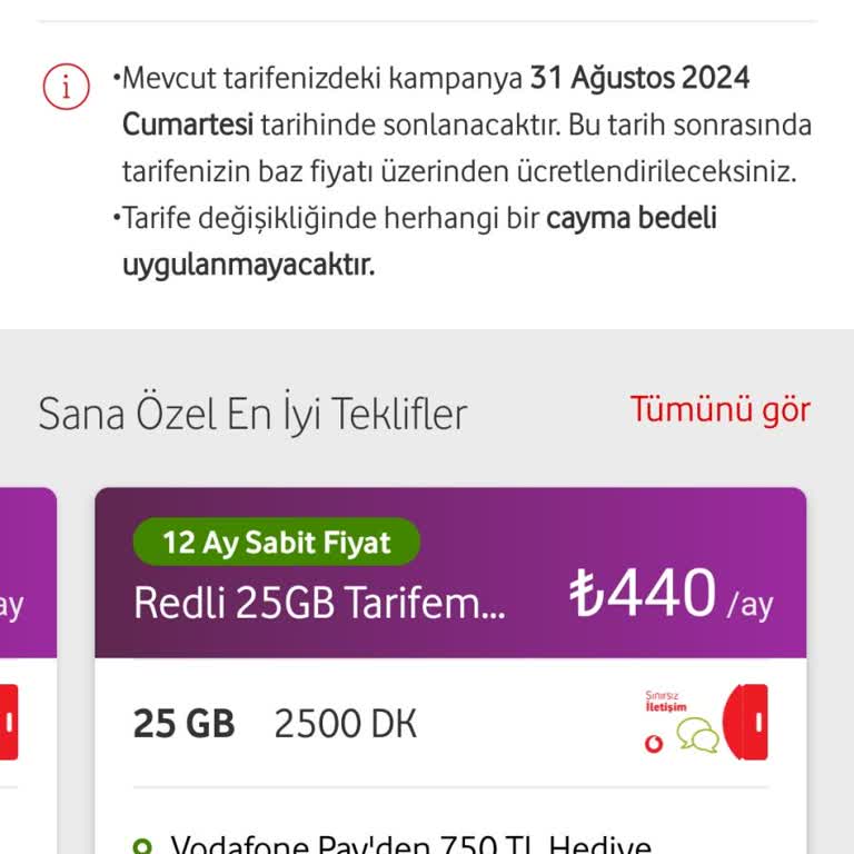 Vodafone Sözleşme Sonrası Fahiş Fiyat Artışı