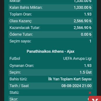 Belugabahis Maç Sonucu Ve Kart Sayısı Hakkında Sorun