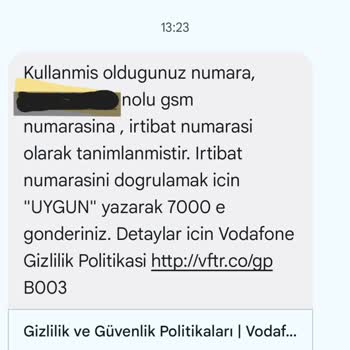 Vodafone Bilinmeyen Numara Tanımlaması Hakkında Bilgilendirme Talebi