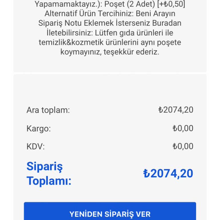 Nar Groosmarket Online Siparişim Teslim Edilmedi